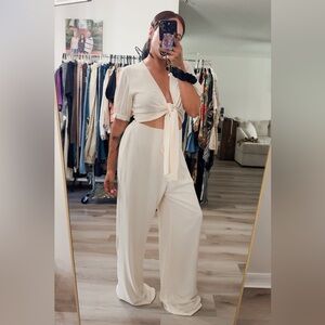 NASTY GAL FRONT TIE ELEVATED JUMPSUIT